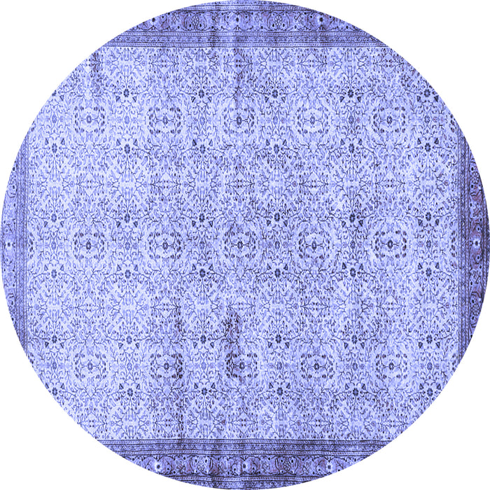 Round Machine Washable Oriental Blue Traditional Rug, wshtr4642blu