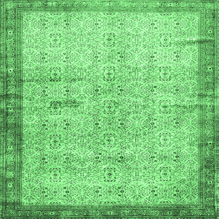 Square Oriental Emerald Green Traditional Rug, tr4642emgrn