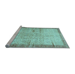 Sideview of Machine Washable Oriental Light Blue Traditional Rug, wshtr4642lblu