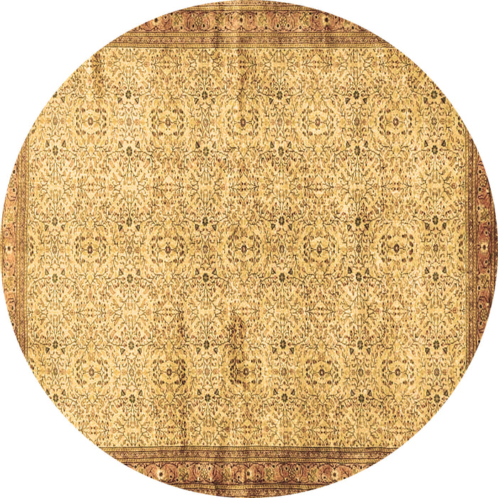 Round Oriental Brown Traditional Rug, tr4642brn