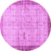 Round Oriental Purple Traditional Rug, tr4642pur