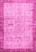 Machine Washable Oriental Pink Traditional Rug, wshtr4642pnk