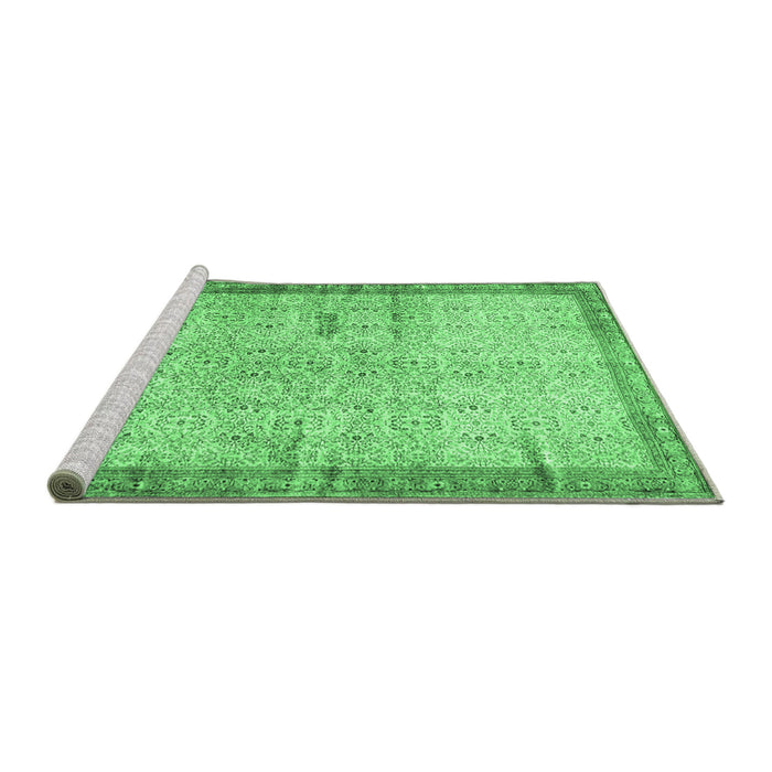 Sideview of Machine Washable Oriental Emerald Green Traditional Area Rugs, wshtr4642emgrn