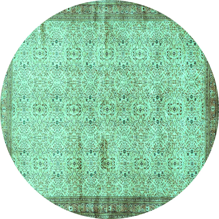 Round Oriental Turquoise Traditional Rug, tr4642turq