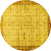 Round Oriental Yellow Traditional Rug, tr4642yw