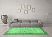 Machine Washable Oriental Emerald Green Traditional Area Rugs in a Living Room,, wshtr4642emgrn