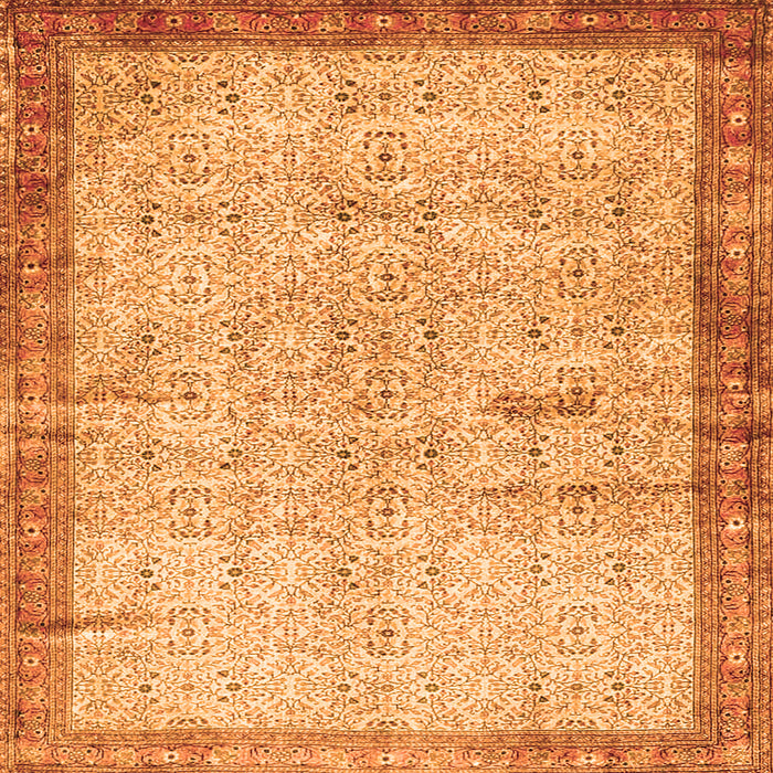 Round Machine Washable Oriental Orange Traditional Area Rugs, wshtr4642org