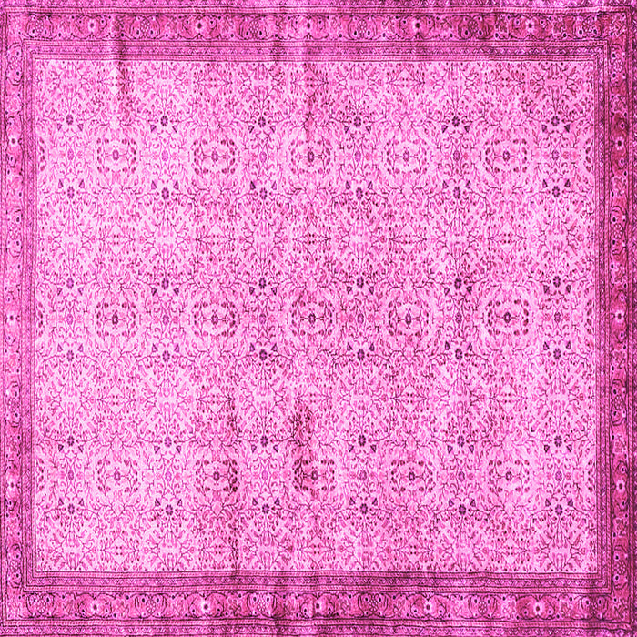 Square Machine Washable Oriental Pink Traditional Rug, wshtr4642pnk