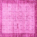 Square Machine Washable Oriental Pink Traditional Rug, wshtr4642pnk