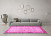 Machine Washable Oriental Pink Traditional Rug in a Living Room, wshtr4642pnk