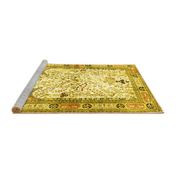 Sideview of Machine Washable Animal Yellow Traditional Rug, wshtr4643yw
