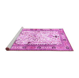 Sideview of Machine Washable Animal Pink Traditional Rug, wshtr4643pnk