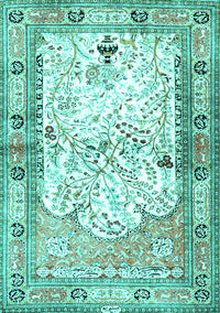 Animal Turquoise Traditional Rug, tr4643turq