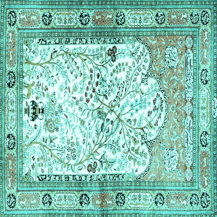 Square Machine Washable Animal Turquoise Traditional Area Rugs, wshtr4643turq