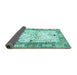 Sideview of Animal Turquoise Traditional Rug, tr4643turq