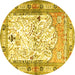 Round Animal Yellow Traditional Rug, tr4643yw