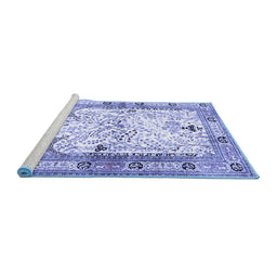 Sideview of Machine Washable Animal Blue Traditional Rug, wshtr4643blu