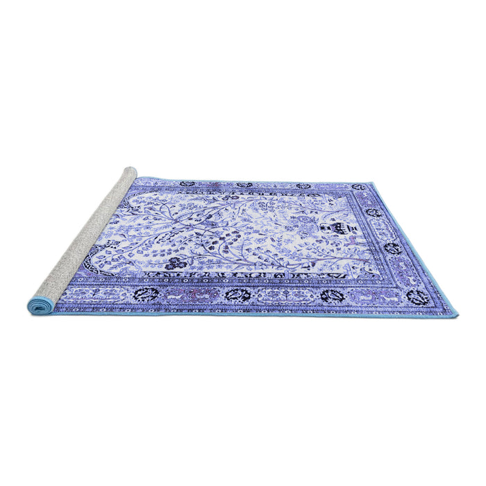 Sideview of Machine Washable Animal Blue Traditional Rug, wshtr4643blu