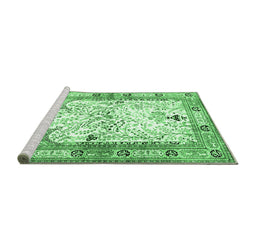 Sideview of Machine Washable Animal Emerald Green Traditional Area Rugs, wshtr4643emgrn