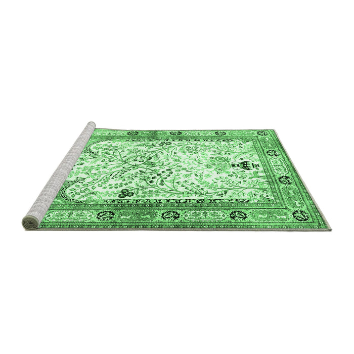 Sideview of Machine Washable Animal Emerald Green Traditional Area Rugs, wshtr4643emgrn
