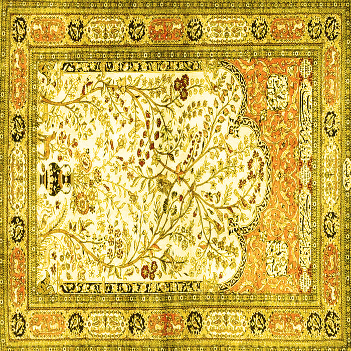 Square Animal Yellow Traditional Rug, tr4643yw