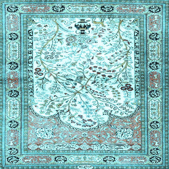 Square Machine Washable Animal Light Blue Traditional Rug, wshtr4643lblu