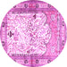 Round Animal Pink Traditional Rug, tr4643pnk