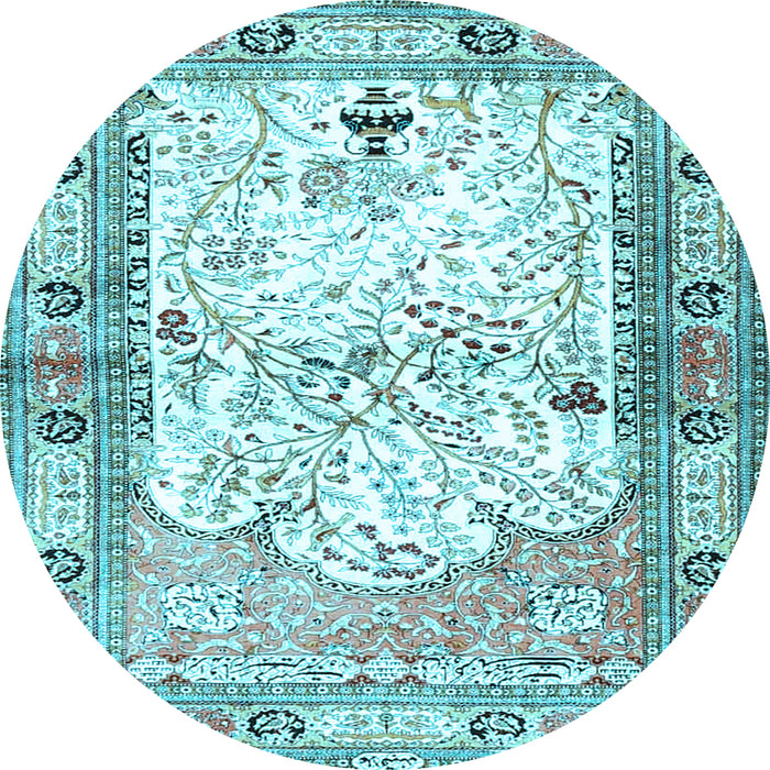 Round Animal Light Blue Traditional Rug, tr4643lblu