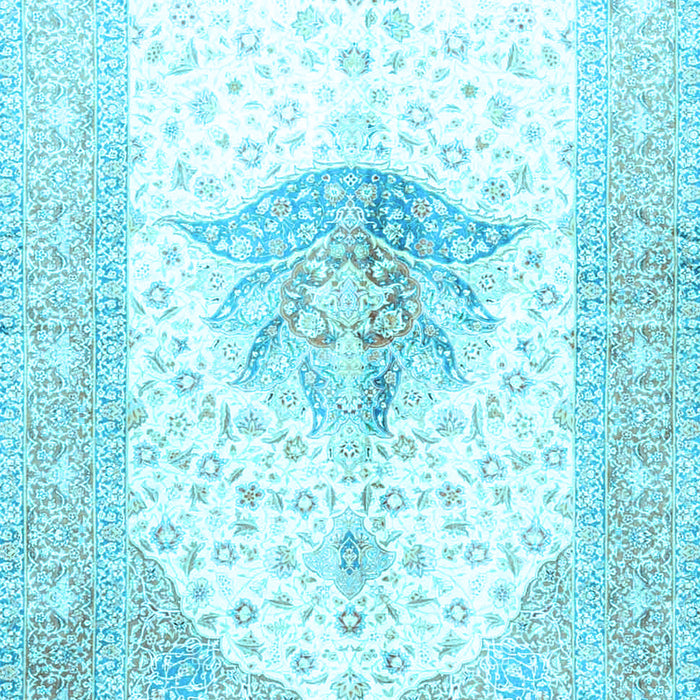 Machine Washable Persian Light Blue Traditional Rug, wshtr4644lblu