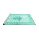 Sideview of Machine Washable Persian Turquoise Traditional Area Rugs, wshtr4644turq