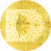 Round Persian Yellow Traditional Rug, tr4644yw