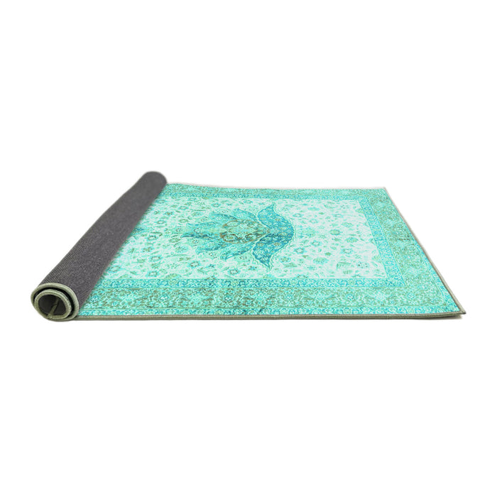 Sideview of Persian Turquoise Traditional Rug, tr4644turq