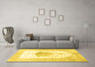 Machine Washable Persian Yellow Traditional Rug in a Living Room, wshtr4644yw