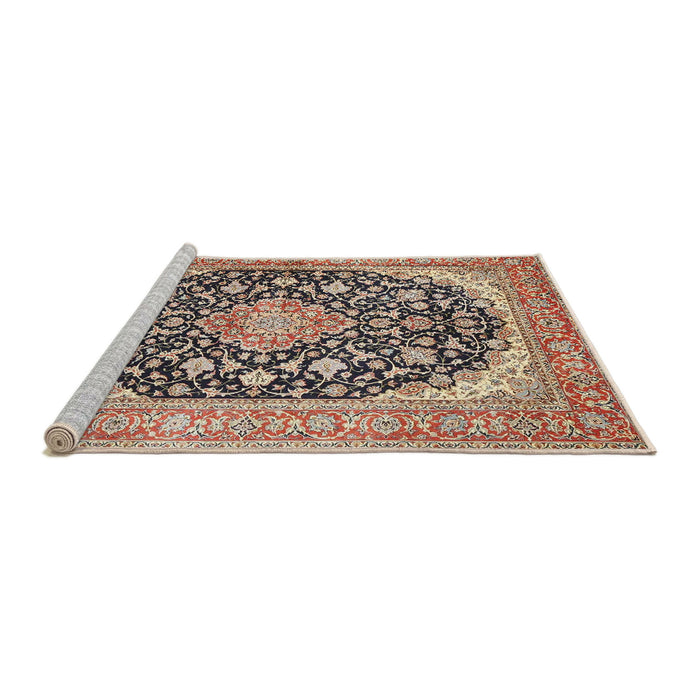 Sideview of Machine Washable Traditional Brown Rug, wshtr4645
