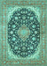 Machine Washable Medallion Turquoise Traditional Area Rugs, wshtr4645turq