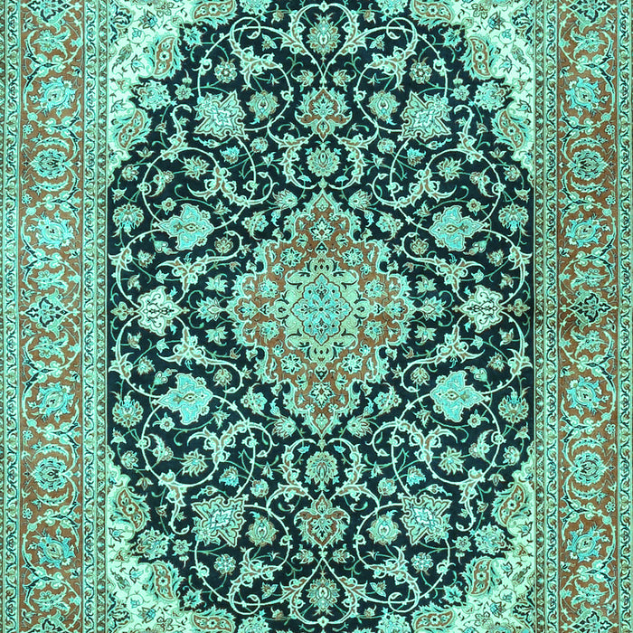 Machine Washable Medallion Turquoise Traditional Area Rugs, wshtr4645turq