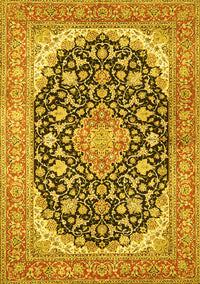 Medallion Yellow Traditional Rug, tr4645yw