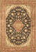 Machine Washable Medallion Brown Traditional Rug, wshtr4645brn