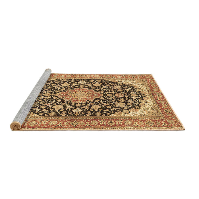 Sideview of Machine Washable Medallion Brown Traditional Rug, wshtr4645brn