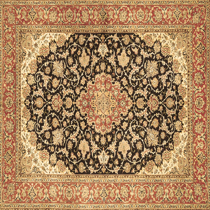 Square Machine Washable Medallion Brown Traditional Rug, wshtr4645brn