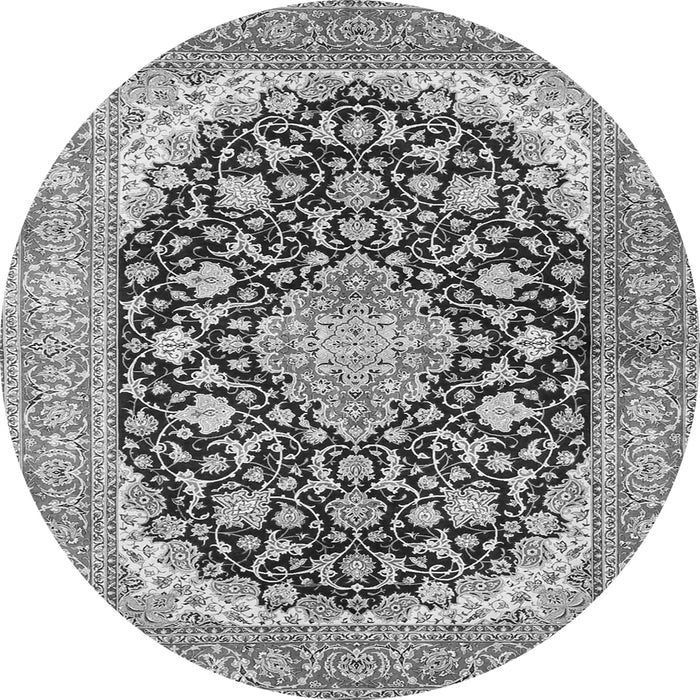 Machine Washable Medallion Gray Traditional Rug, wshtr4645gry