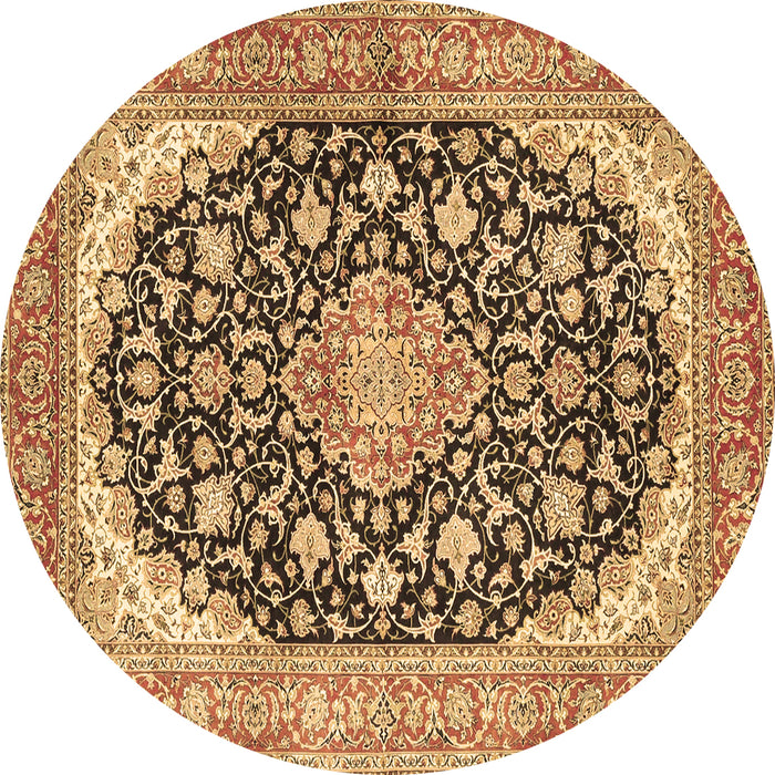 Round Medallion Brown Traditional Rug, tr4645brn