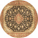 Round Medallion Brown Traditional Rug, tr4645brn