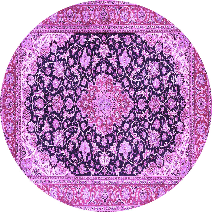 Round Medallion Purple Traditional Rug, tr4645pur