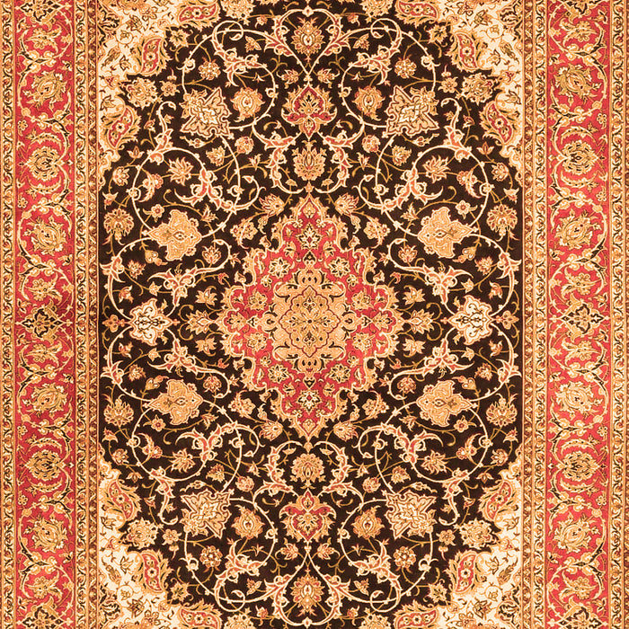 Serging Thickness of Machine Washable Medallion Orange Traditional Area Rugs, wshtr4645org