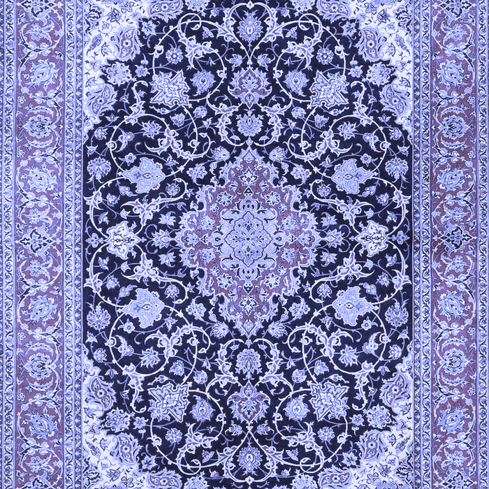 Machine Washable Medallion Blue Traditional Rug, wshtr4645blu