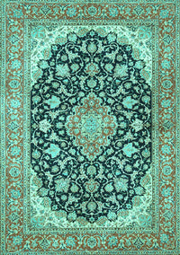 Medallion Turquoise Traditional Rug, tr4645turq