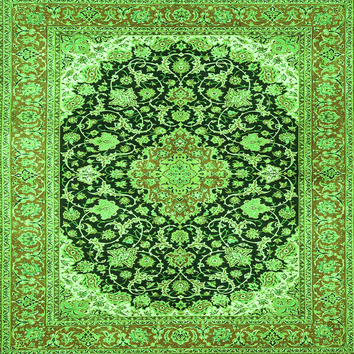 Serging Thickness of Medallion Green Traditional Rug, tr4645grn