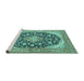 Sideview of Machine Washable Medallion Turquoise Traditional Area Rugs, wshtr4645turq