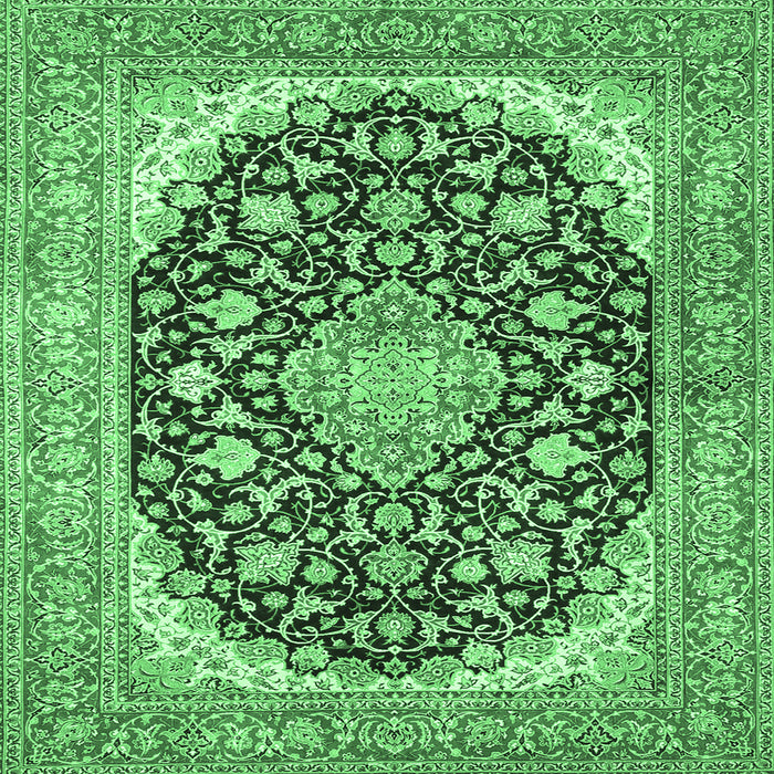 Square Medallion Emerald Green Traditional Rug, tr4645emgrn